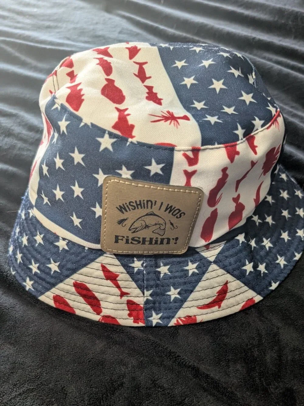 Kids Fishing hat - Patriotic American Flag bucket hat - NEW (reversible)